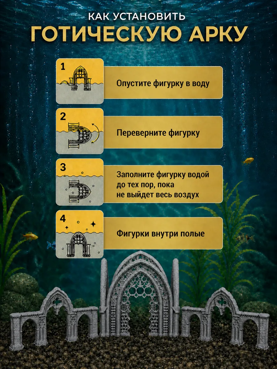 Декорация для аквариума «Готическая арка»