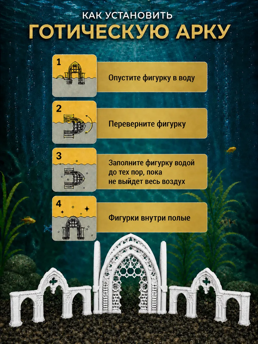 Декорация для аквариума «Готическая арка»
