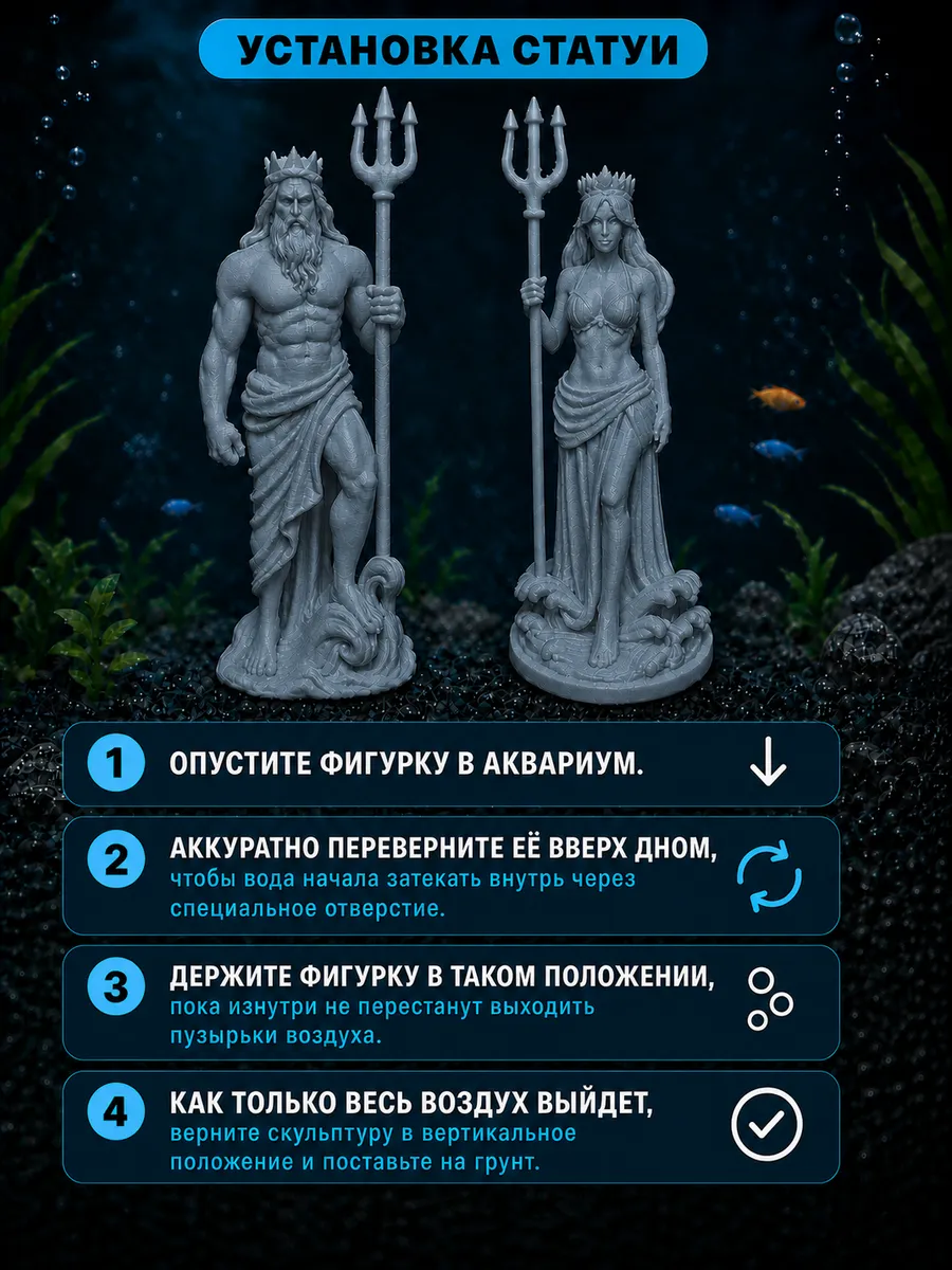 Декорации для аквариума Амфитрита и Посейдон 17см
